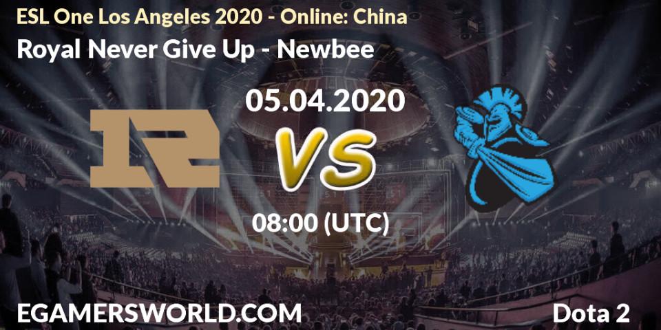 Royal Never Give Up проти Newbee: Поради щодо ставок, прогнози на матчі. 05.04.2020 at 08:20. Dota 2, ESL One Los Angeles 2020 - Online: China