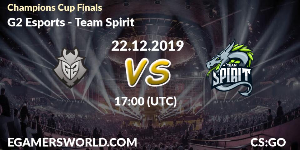 G2 Esports проти Team Spirit: Поради щодо ставок, прогнози на матчі. 22.12.2019 at 17:00. Counter-Strike (CS2), Champions Cup Finals
