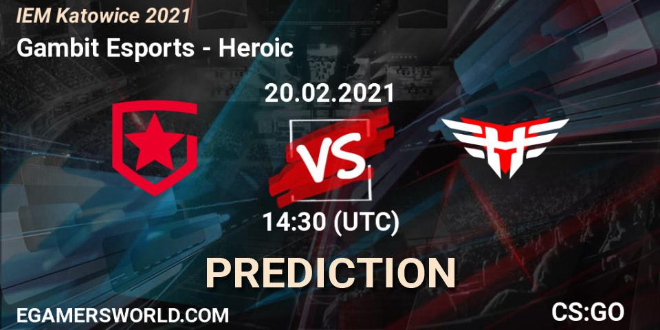 Gambit Esports проти Heroic: Поради щодо ставок, прогнози на матчі. 20.02.2021 at 14:30. Counter-Strike (CS2), IEM Katowice 2021