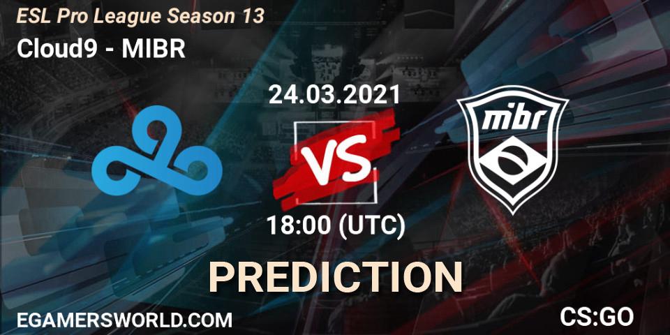 Cloud9 проти MIBR: Поради щодо ставок, прогнози на матчі. 24.03.2021 at 18:00. Counter-Strike (CS2), ESL Pro League Season 13