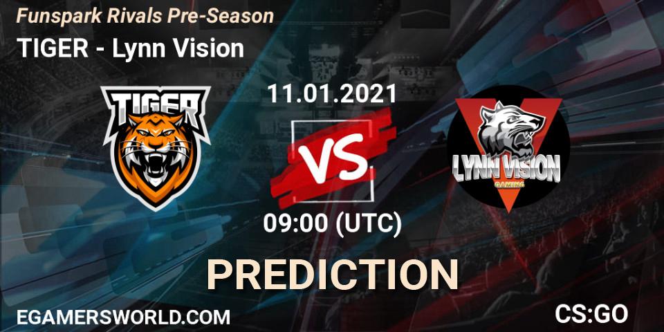 TIGER проти Lynn Vision: Поради щодо ставок, прогнози на матчі. 11.01.2021 at 09:00. Counter-Strike (CS2), Funspark Rivals Pre-Season