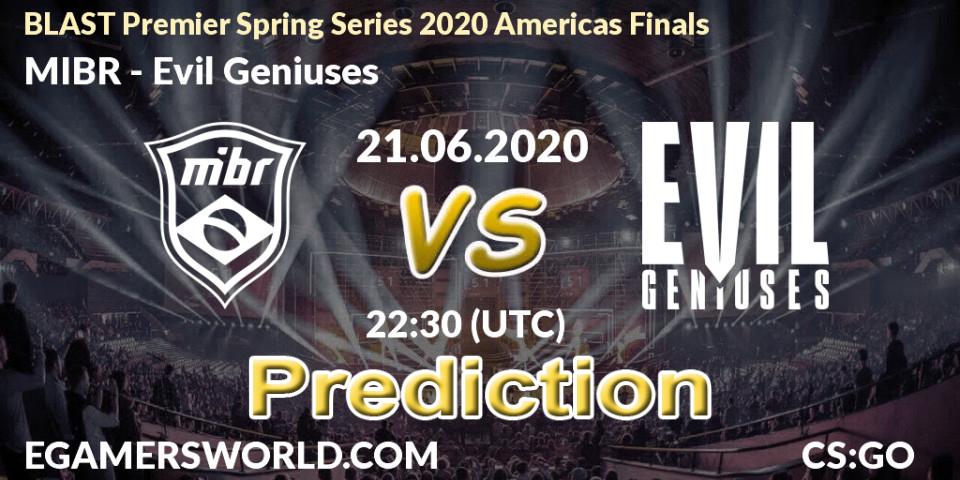 MIBR проти Evil Geniuses: Поради щодо ставок, прогнози на матчі. 21.06.2020 at 22:30. Counter-Strike (CS2), BLAST Premier Spring Series 2020 Americas Finals