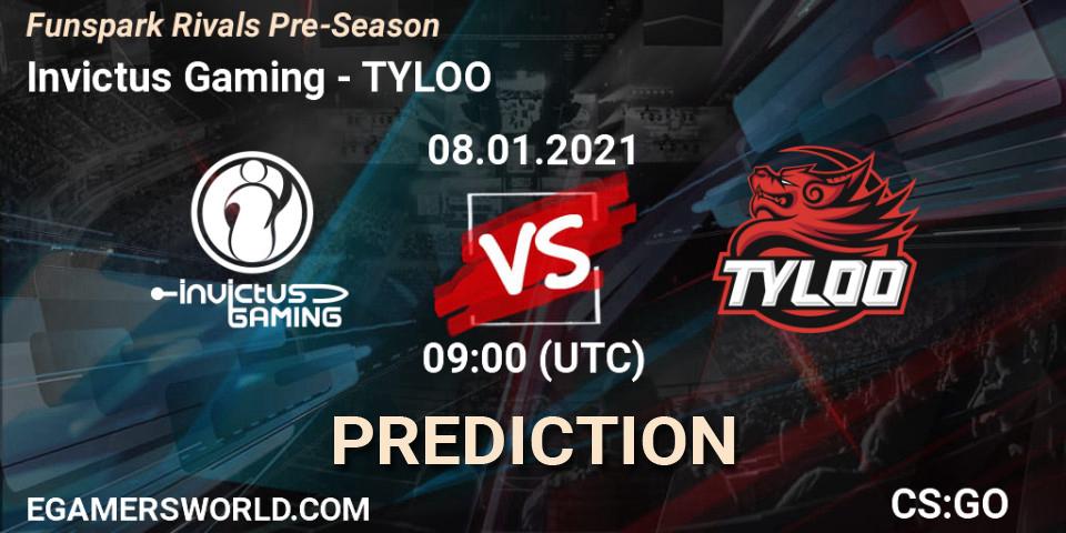 Invictus Gaming проти TYLOO: Поради щодо ставок, прогнози на матчі. 08.01.2021 at 09:00. Counter-Strike (CS2), Funspark Rivals Pre-Season