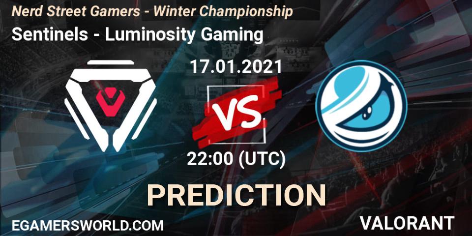 Sentinels проти Luminosity Gaming: Поради щодо ставок, прогнози на матчі. 17.01.2021 at 22:00. VALORANT, Nerd Street Gamers - Winter Championship
