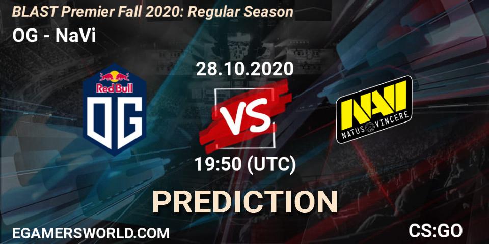 OG проти NaVi: Поради щодо ставок, прогнози на матчі. 28.10.2020 at 19:50. Counter-Strike (CS2), BLAST Premier Fall 2020: Regular Season