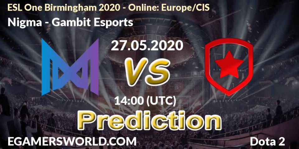 Nigma проти Gambit Esports: Поради щодо ставок, прогнози на матчі. 27.05.2020 at 14:18. Dota 2, ESL One Birmingham 2020 - Online: Europe/CIS