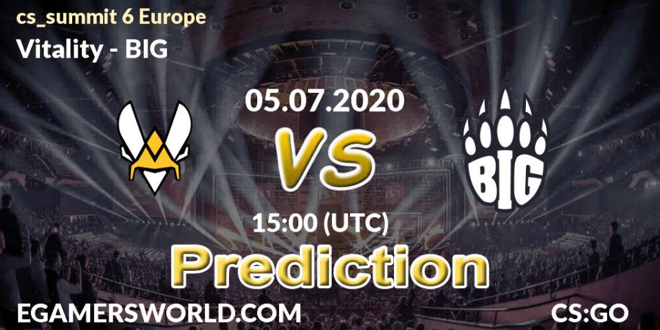 Vitality проти BIG: Поради щодо ставок, прогнози на матчі. 05.07.2020 at 15:00. Counter-Strike (CS2), cs_summit 6 Europe