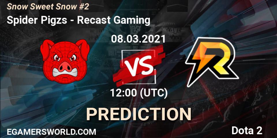 Spider Pigzs проти Recast Gaming: Поради щодо ставок, прогнози на матчі. 08.03.2021 at 11:58. Dota 2, Snow Sweet Snow #2