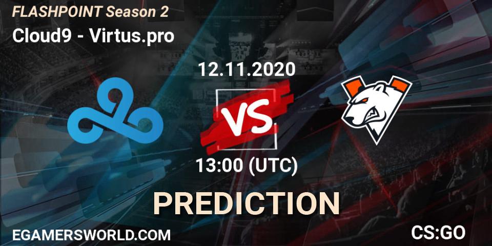 Cloud9 проти Virtus.pro: Поради щодо ставок, прогнози на матчі. 12.11.2020 at 13:00. Counter-Strike (CS2), Flashpoint Season 2