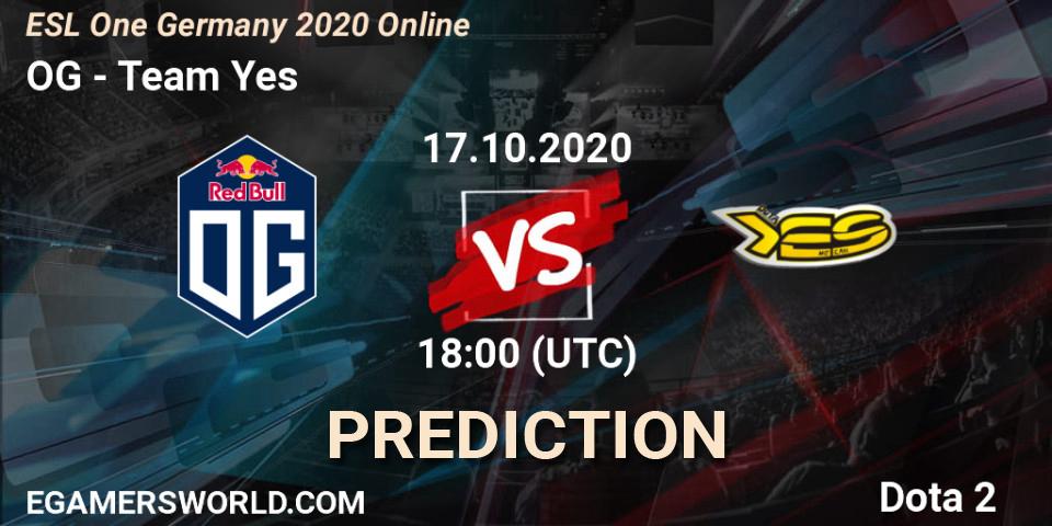 OG проти Team Yes: Поради щодо ставок, прогнози на матчі. 17.10.2020 at 16:37. Dota 2, ESL One Germany 2020 Online