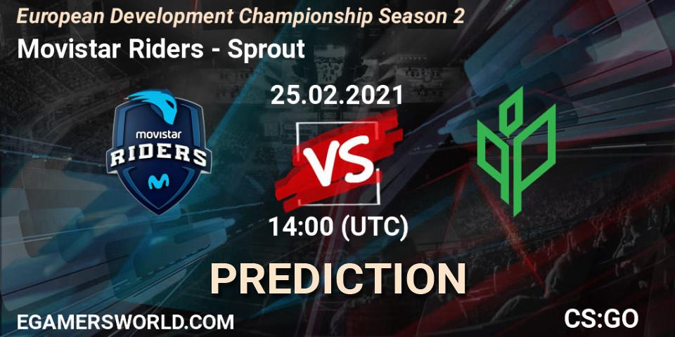 Movistar Riders проти Sprout: Поради щодо ставок, прогнози на матчі. 25.02.2021 at 14:00. Counter-Strike (CS2), European Development Championship Season 2