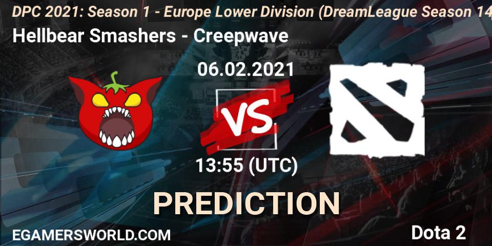 Hellbear Smashers проти Creepwave: Поради щодо ставок, прогнози на матчі. 06.02.2021 at 13:56. Dota 2, DPC 2021: Season 1 - Europe Lower Division (DreamLeague Season 14)
