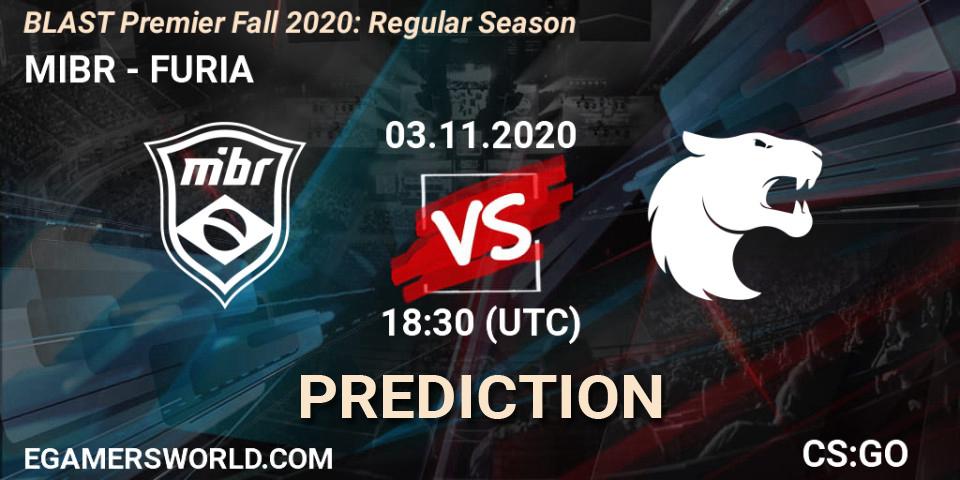 MIBR проти FURIA: Поради щодо ставок, прогнози на матчі. 03.11.2020 at 20:00. Counter-Strike (CS2), BLAST Premier Fall 2020: Regular Season