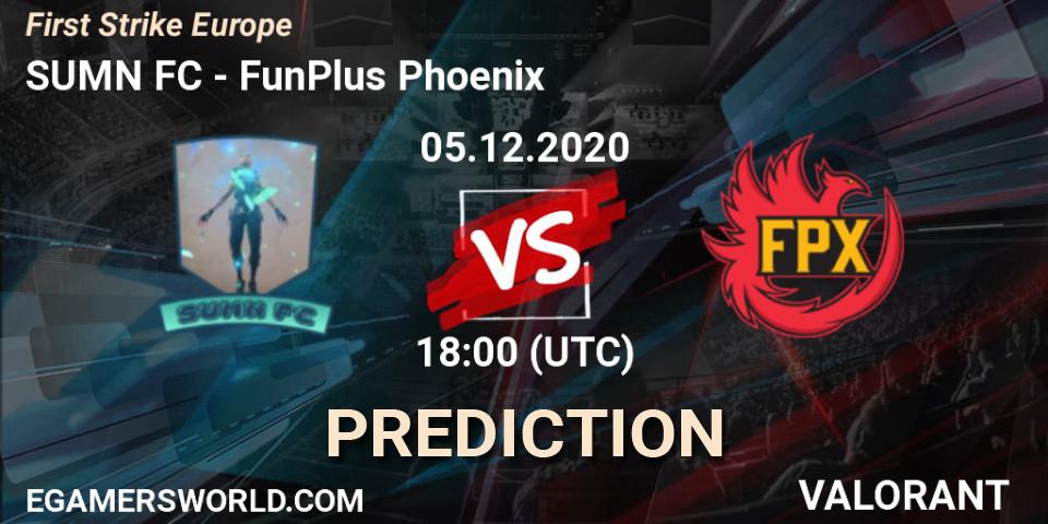 SUMN FC проти FunPlus Phoenix: Поради щодо ставок, прогнози на матчі. 05.12.2020 at 19:45. VALORANT, First Strike Europe
