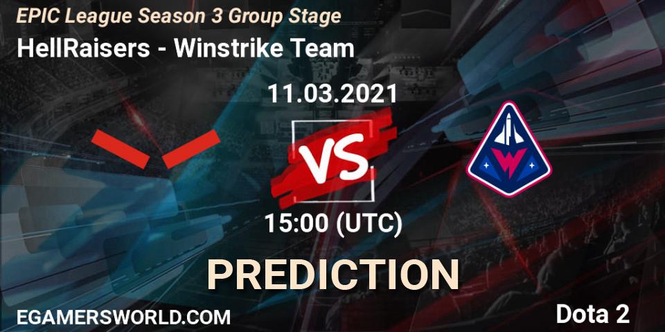 HellRaisers проти Winstrike Team: Поради щодо ставок, прогнози на матчі. 11.03.2021 at 15:00. Dota 2, EPIC League Season 3 Group Stage