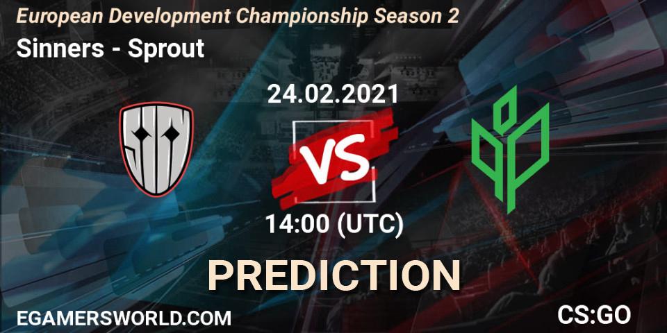 Sinners проти Sprout: Поради щодо ставок, прогнози на матчі. 24.02.2021 at 14:00. Counter-Strike (CS2), European Development Championship Season 2