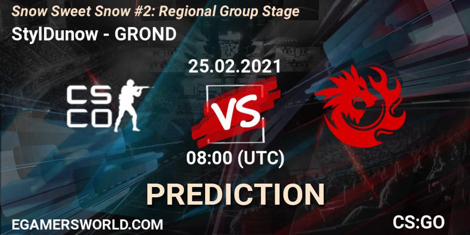 StylDunow проти GROND: Поради щодо ставок, прогнози на матчі. 25.02.2021 at 08:05. Counter-Strike (CS2), Snow Sweet Snow #2: Regional Group Stage