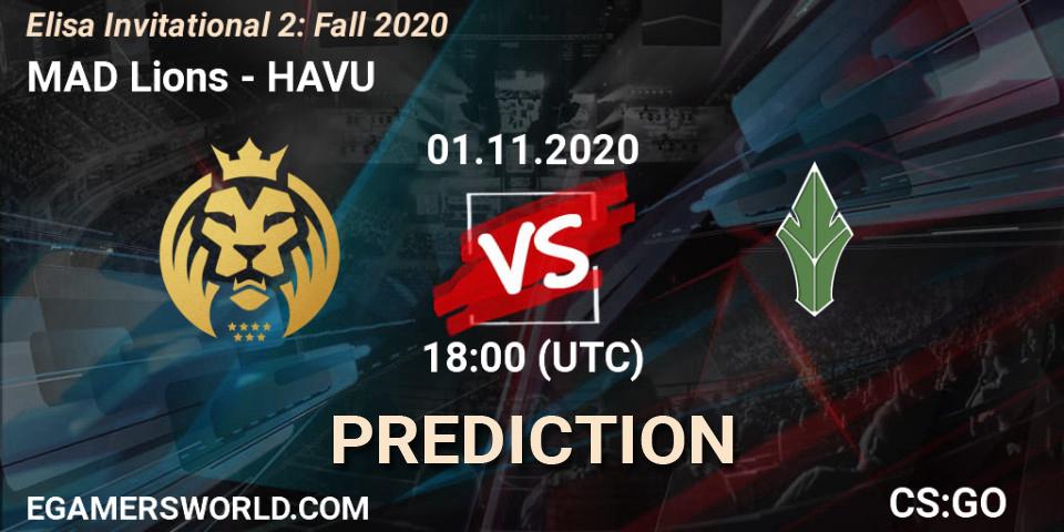 MAD Lions проти HAVU: Поради щодо ставок, прогнози на матчі. 01.11.2020 at 18:00. Counter-Strike (CS2), Elisa Invitational Fall 2020