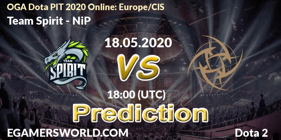 Team Spirit проти NiP: Поради щодо ставок, прогнози на матчі. 18.05.2020 at 17:10. Dota 2, OGA Dota PIT 2020 Online: Europe/CIS