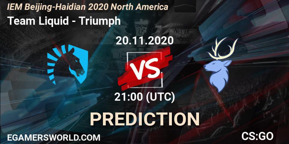 Team Liquid проти Triumph: Поради щодо ставок, прогнози на матчі. 20.11.2020 at 21:30. Counter-Strike (CS2), IEM Beijing-Haidian 2020 North America