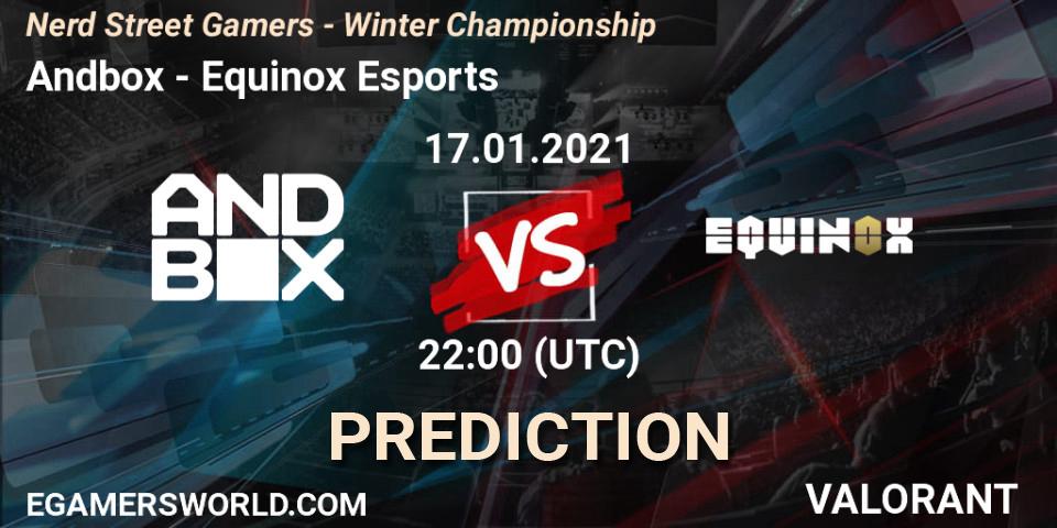 Andbox проти Equinox Esports: Поради щодо ставок, прогнози на матчі. 17.01.2021 at 22:00. VALORANT, Nerd Street Gamers - Winter Championship