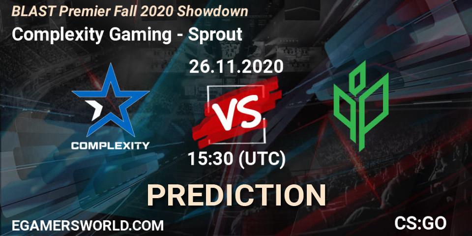 Complexity Gaming проти Sprout: Поради щодо ставок, прогнози на матчі. 24.11.2020 at 12:30. Counter-Strike (CS2), BLAST Premier Fall 2020 Showdown