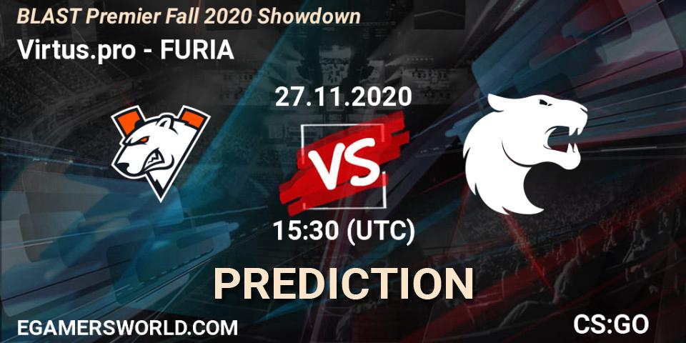 Virtus.pro проти FURIA: Поради щодо ставок, прогнози на матчі. 27.11.2020 at 15:30. Counter-Strike (CS2), BLAST Premier Fall 2020 Showdown