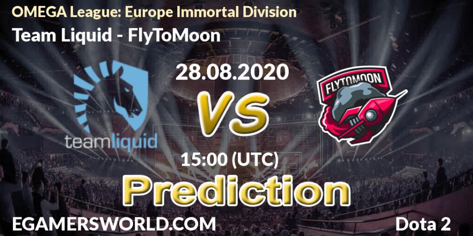 Team Liquid проти FlyToMoon: Поради щодо ставок, прогнози на матчі. 28.08.2020 at 14:28. Dota 2, OMEGA League: Europe Immortal Division