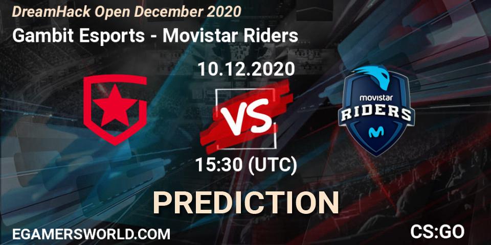 Gambit Esports проти Movistar Riders: Поради щодо ставок, прогнози на матчі. 10.12.2020 at 16:00. Counter-Strike (CS2), DreamHack Open December 2020