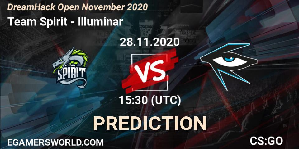 Team Spirit проти Illuminar: Поради щодо ставок, прогнози на матчі. 28.11.2020 at 15:30. Counter-Strike (CS2), DreamHack Open November 2020