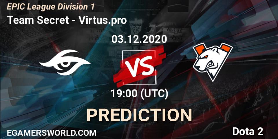 Team Secret проти Virtus.pro: Поради щодо ставок, прогнози на матчі. 03.12.2020 at 19:44. Dota 2, EPIC League Division 1