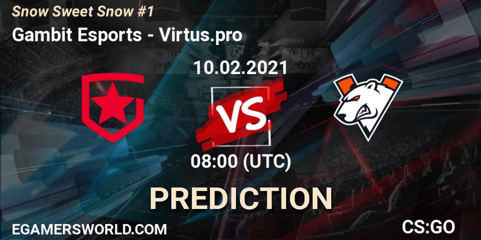 Gambit Esports проти Virtus.pro: Поради щодо ставок, прогнози на матчі. 10.02.2021 at 08:00. Counter-Strike (CS2), Snow Sweet Snow #1