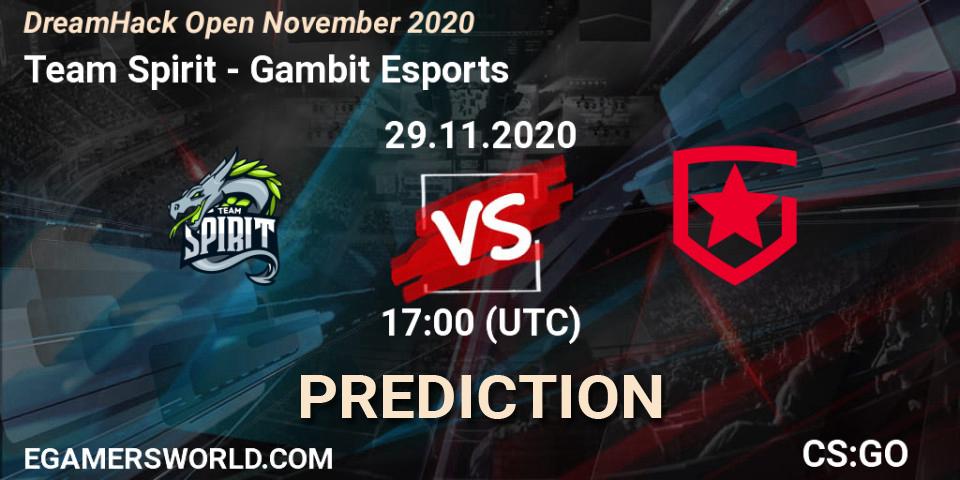 Team Spirit проти Gambit Esports: Поради щодо ставок, прогнози на матчі. 29.11.2020 at 17:00. Counter-Strike (CS2), DreamHack Open November 2020