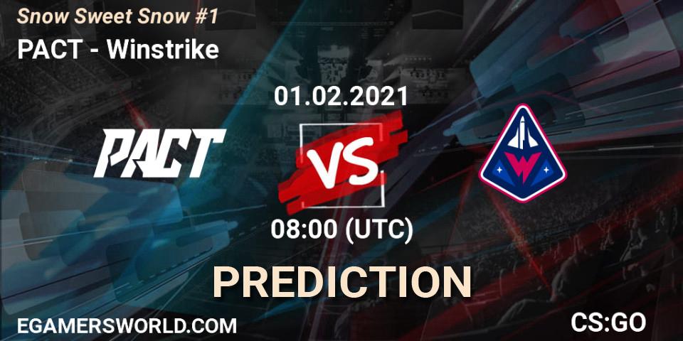 PACT проти Winstrike: Поради щодо ставок, прогнози на матчі. 01.02.2021 at 08:00. Counter-Strike (CS2), Snow Sweet Snow #1