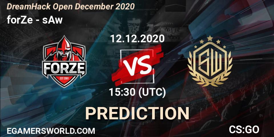 forZe проти sAw: Поради щодо ставок, прогнози на матчі. 12.12.2020 at 15:30. Counter-Strike (CS2), DreamHack Open December 2020