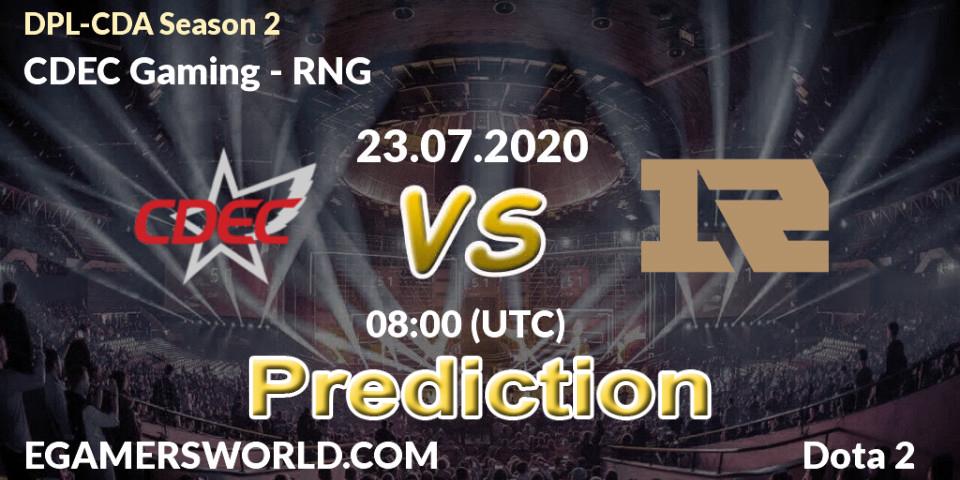 CDEC Gaming проти RNG: Поради щодо ставок, прогнози на матчі. 23.07.2020 at 07:30. Dota 2, DPL-CDA Professional League Season 2