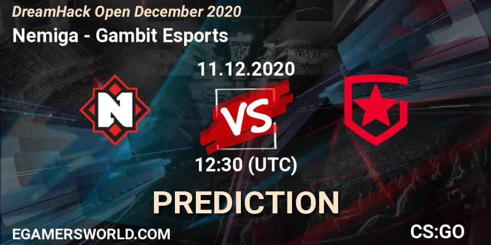 Nemiga проти Gambit Esports: Поради щодо ставок, прогнози на матчі. 11.12.2020 at 12:55. Counter-Strike (CS2), DreamHack Open December 2020
