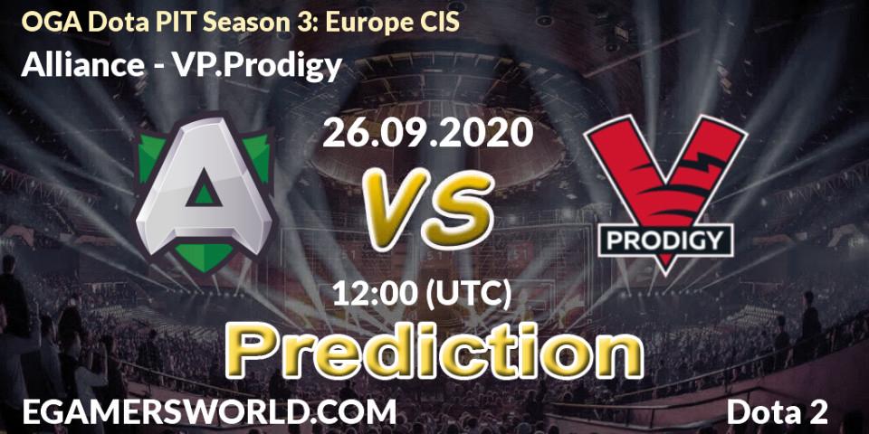 Alliance проти VP.Prodigy: Поради щодо ставок, прогнози на матчі. 26.09.2020 at 12:00. Dota 2, OGA Dota PIT Season 3: Europe CIS