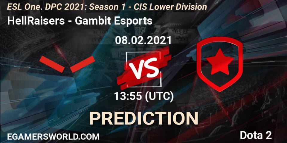 HellRaisers проти Gambit Esports: Поради щодо ставок, прогнози на матчі. 08.02.2021 at 13:55. Dota 2, ESL One. DPC 2021: Season 1 - CIS Lower Division