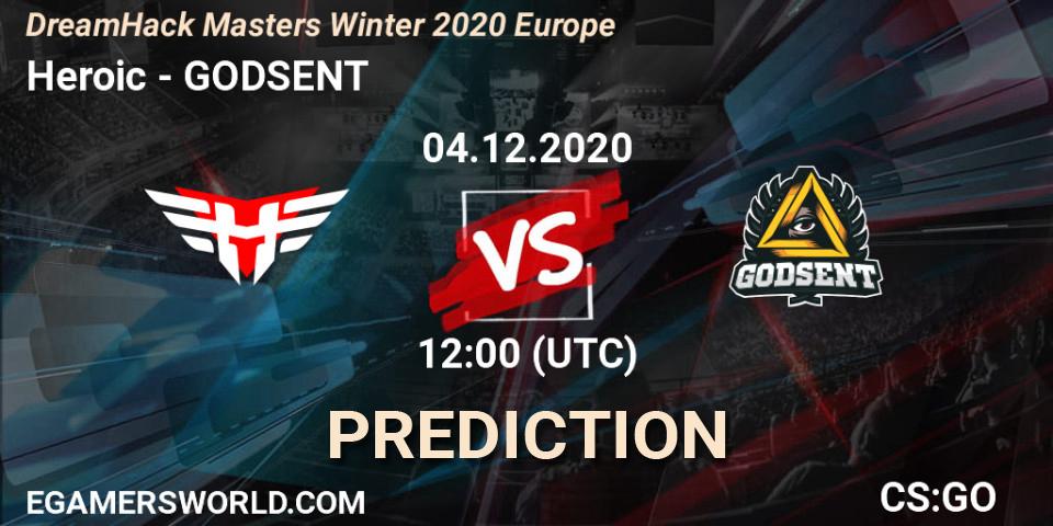 Heroic проти GODSENT: Поради щодо ставок, прогнози на матчі. 04.12.2020 at 12:00. Counter-Strike (CS2), DreamHack Masters Winter 2020 Europe