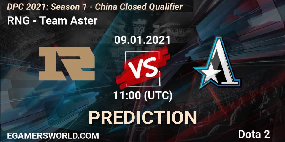 RNG проти Team Aster: Поради щодо ставок, прогнози на матчі. 09.01.2021 at 10:10. Dota 2, DPC 2021: Season 1 - China Closed Qualifier