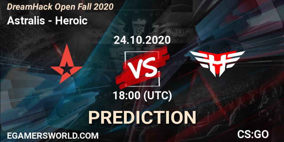Astralis проти Heroic: Поради щодо ставок, прогнози на матчі. 24.10.2020 at 17:40. Counter-Strike (CS2), DreamHack Open Fall 2020