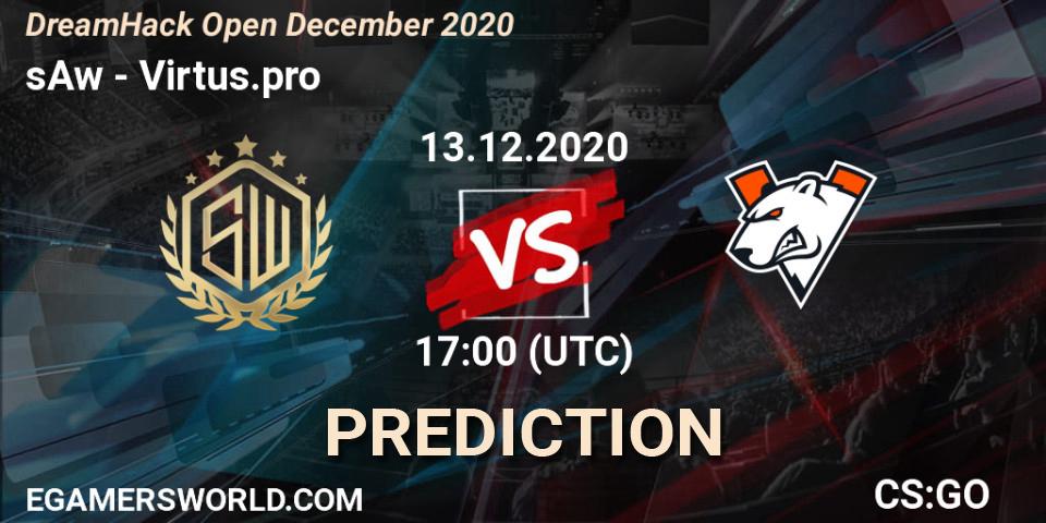 sAw проти Virtus.pro: Поради щодо ставок, прогнози на матчі. 13.12.2020 at 17:00. Counter-Strike (CS2), DreamHack Open December 2020
