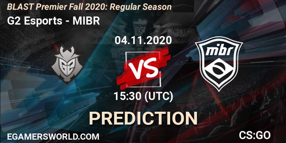 G2 Esports проти MIBR: Поради щодо ставок, прогнози на матчі. 04.11.2020 at 15:30. Counter-Strike (CS2), BLAST Premier Fall 2020: Regular Season
