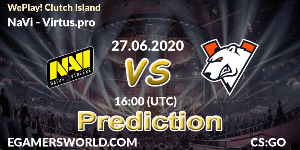 NaVi проти Virtus.pro: Поради щодо ставок, прогнози на матчі. 27.06.2020 at 16:00. Counter-Strike (CS2), WePlay! Clutch Island