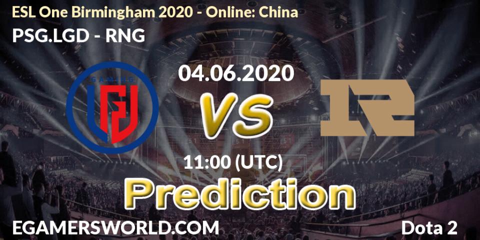 PSG.LGD проти RNG: Поради щодо ставок, прогнози на матчі. 04.06.2020 at 11:00. Dota 2, ESL One Birmingham 2020 - Online: China