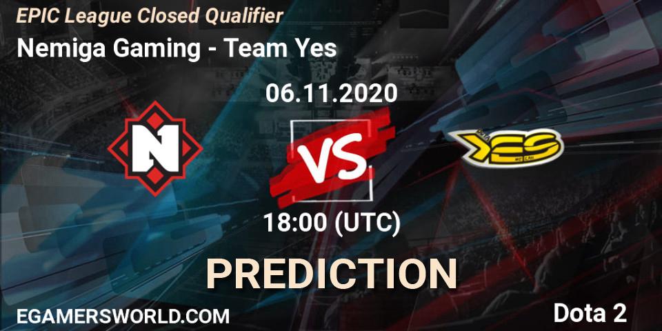 Nemiga Gaming проти Team Yes: Поради щодо ставок, прогнози на матчі. 06.11.2020 at 17:42. Dota 2, EPIC League Closed Qualifier