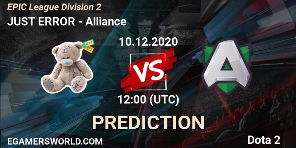 JUST ERROR проти Alliance: Поради щодо ставок, прогнози на матчі. 10.12.2020 at 12:15. Dota 2, EPIC League Division 2