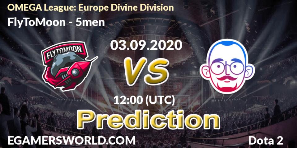 FlyToMoon проти 5men: Поради щодо ставок, прогнози на матчі. 03.09.2020 at 11:38. Dota 2, OMEGA League: Europe Divine Division