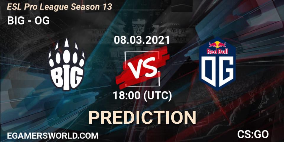 BIG проти OG: Поради щодо ставок, прогнози на матчі. 08.03.2021 at 18:00. Counter-Strike (CS2), ESL Pro League Season 13